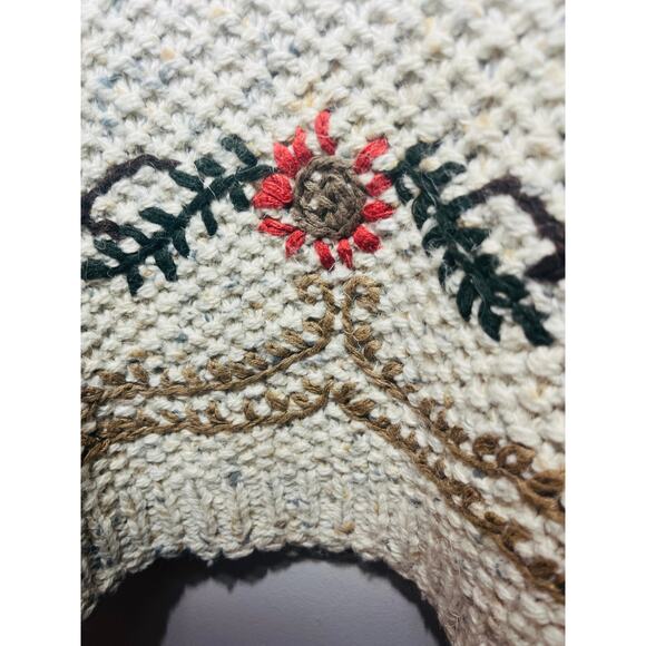 Express VTG 90s Handknitted Floral Embroidered Cottagecore Acrylic Wool XS - Picture 3 of 8